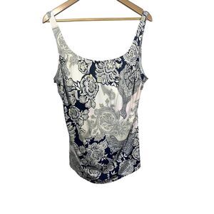 KUNY BARCELONA Women's Paisley Floral Tankini One Piece Swimsuit Pink Size 16